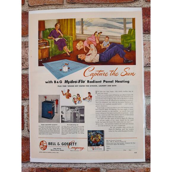 1950 Happy Family in Living Room‎ "Capture the Sun" Radiant Heating Vtg Print Ad - Picture 6 of 6